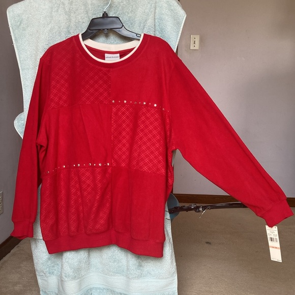 Alfred Dunner pullover red top with bling accents size 2X - Picture 8 of 17